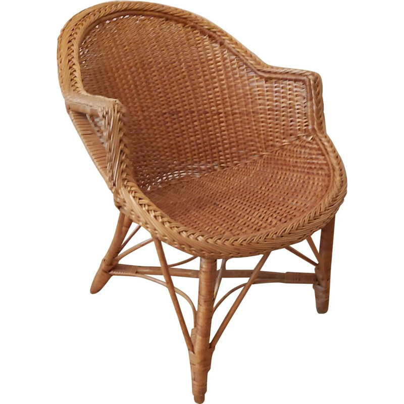 Vintage rattan armchair, Germany, 1980s