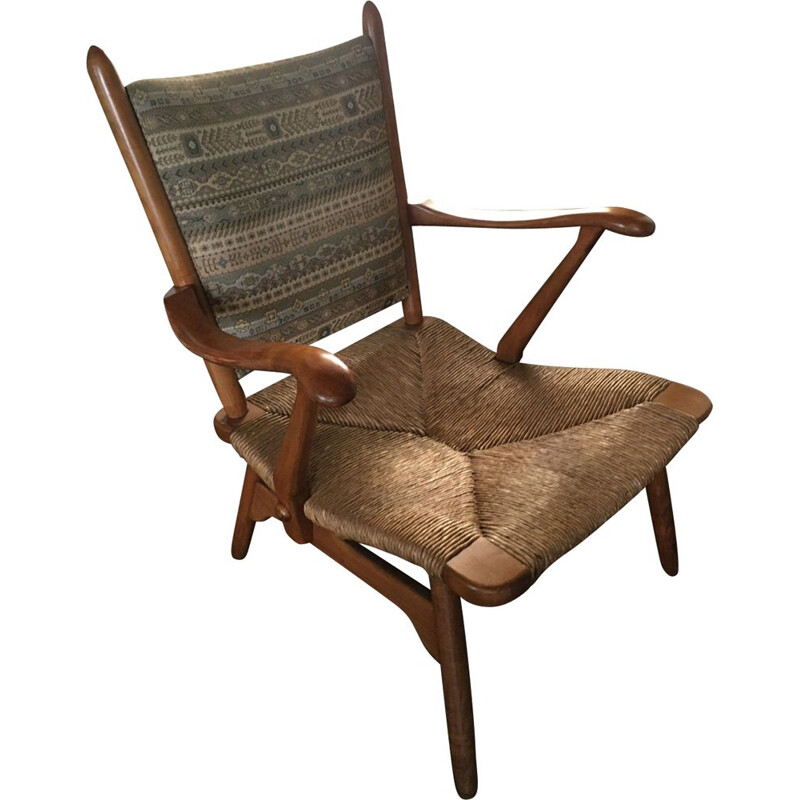 Vintage Hollandse notenhouten fauteuil van De Ster Gelderland, 1950