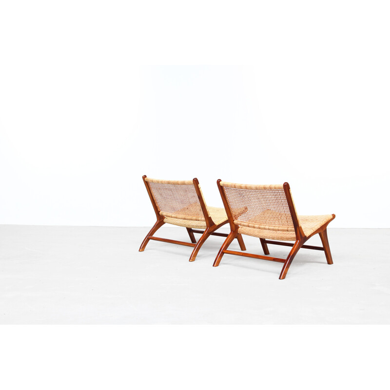 Pair of vintage teak and cane Lounge Chairs 