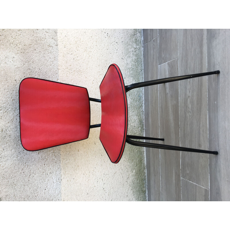Vintage retro red steel and skai chair, 1950s