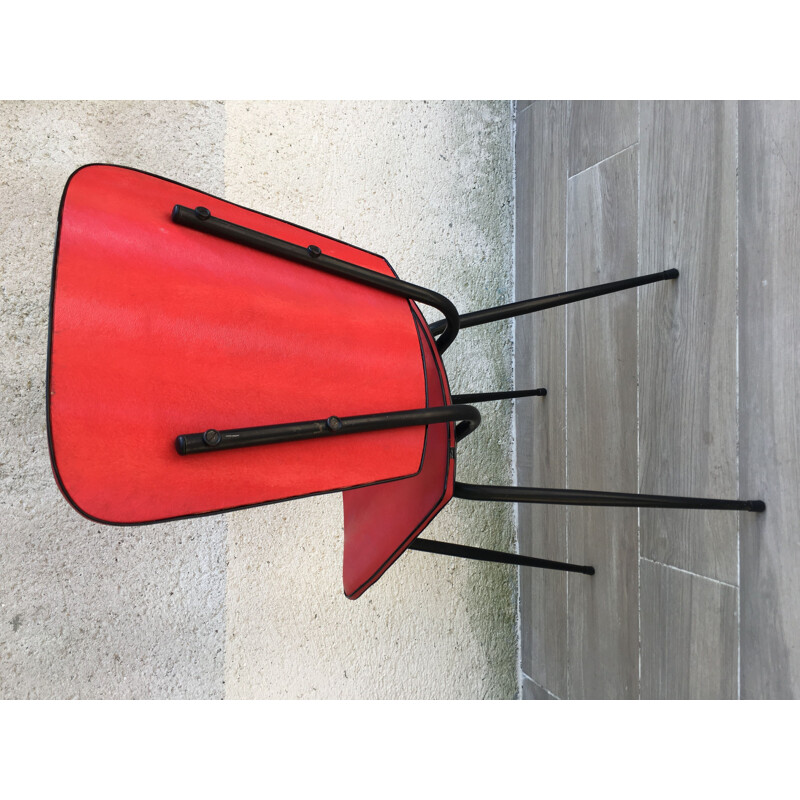Vintage retro red steel and skai chair, 1950s