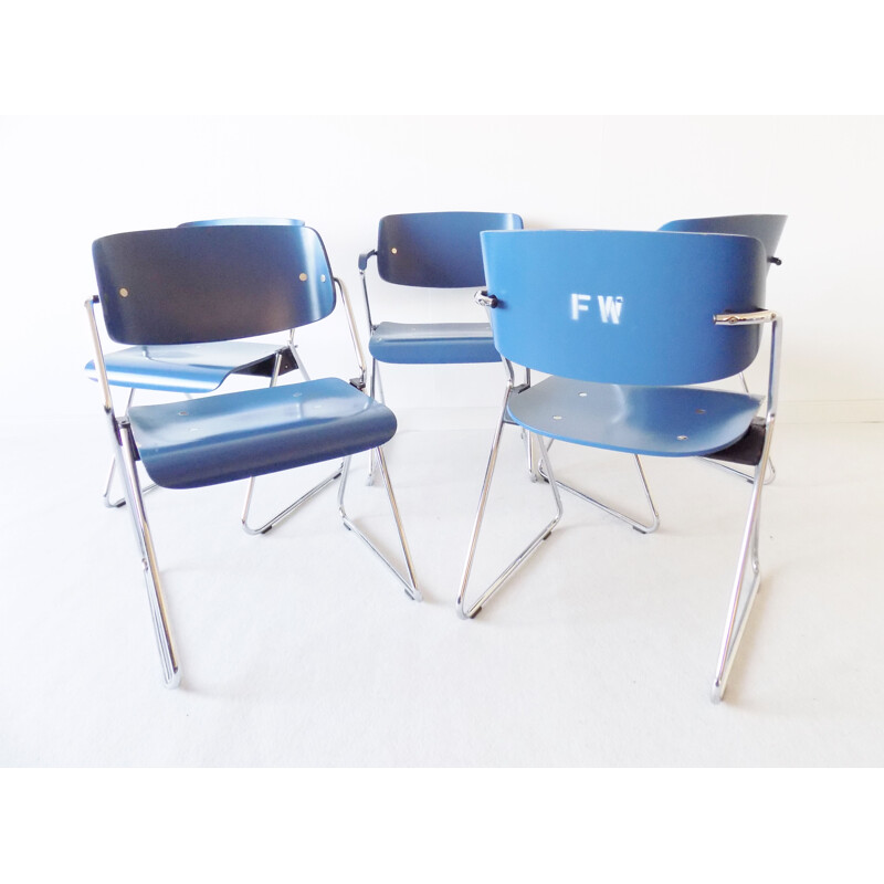 Set of 5 vintage stackable chairs by Georg Leowald from Wilkhahn, 1960s