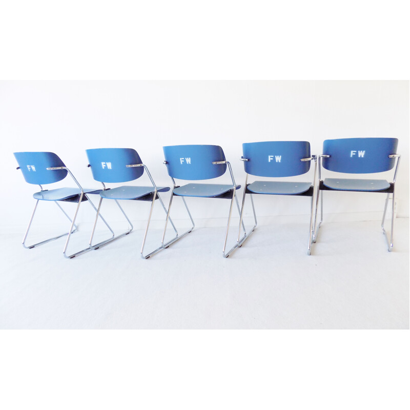 Ensemble de 5 chaises empilables vintage de Georg Leowald de Wilkhahn, 1960