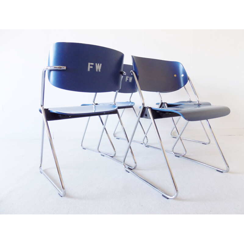 Set of 5 vintage stackable chairs by Georg Leowald from Wilkhahn, 1960s