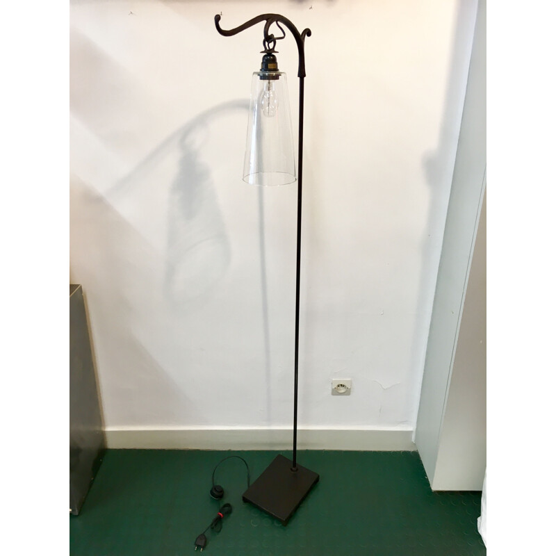 Vintage bronze floor lamp by Auguste Granet, 1990