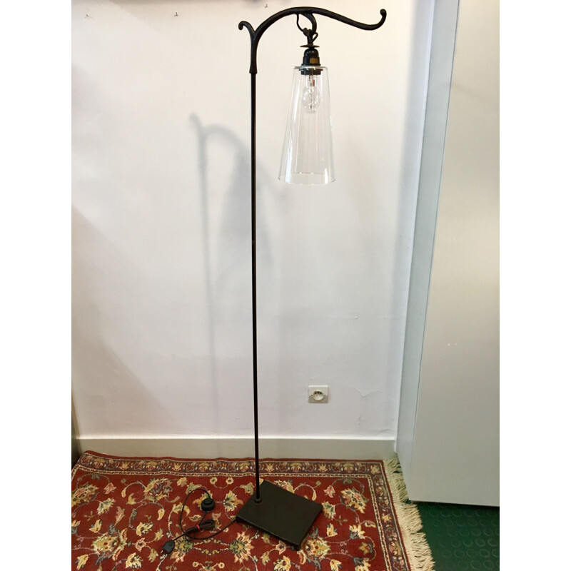 Vintage bronze floor lamp by Auguste Granet, 1990