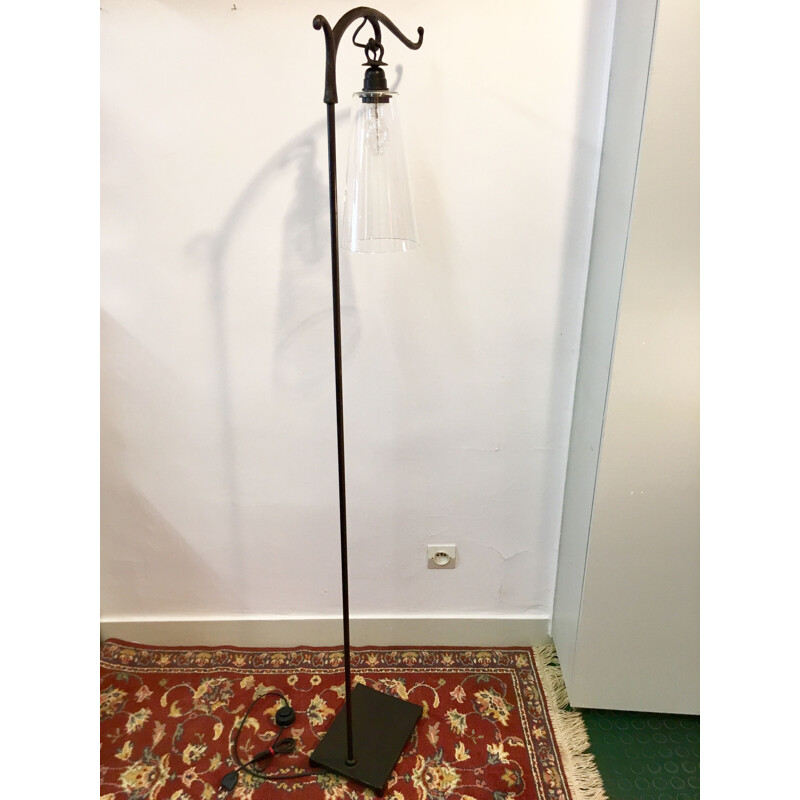 Vintage bronze floor lamp by Auguste Granet, 1990