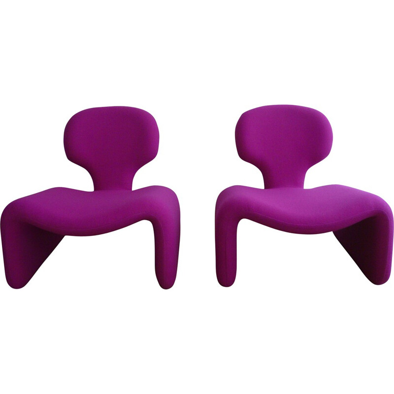 Airborne set of two "Djinn" purple low chairs, Olivier MOURGUE - 1965