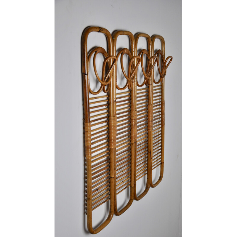 Vintage rattan coat rack, 1960