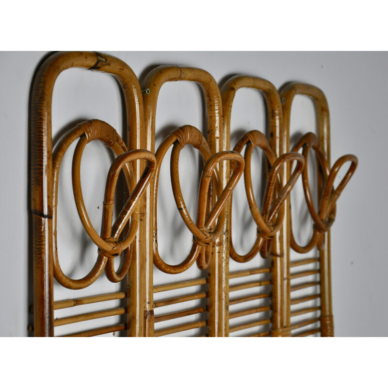 Vintage rattan coat rack, 1960