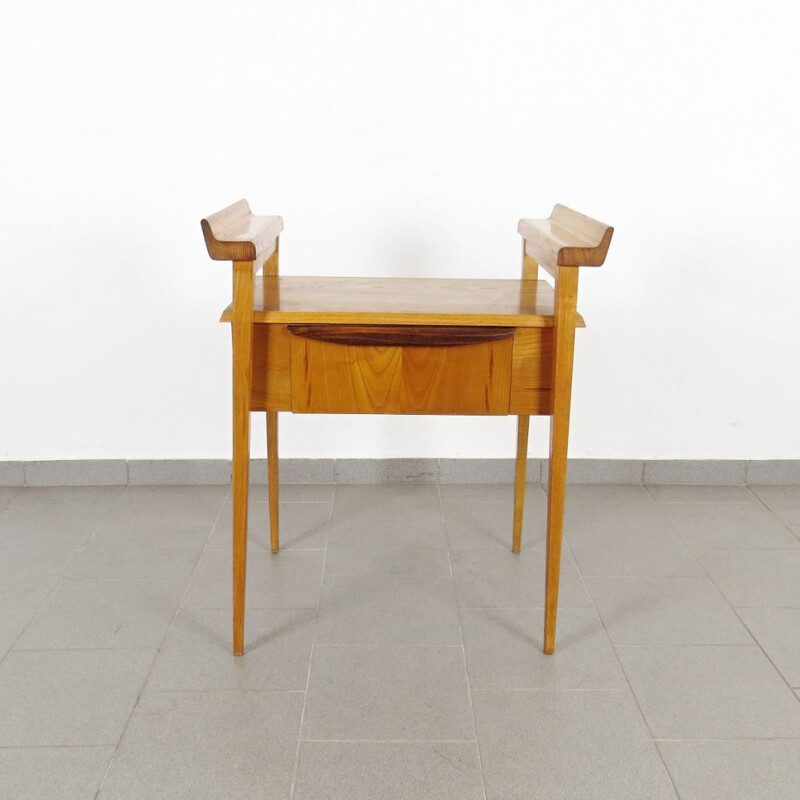 Wooden vintage side table, Czechoslovakia, 1960s