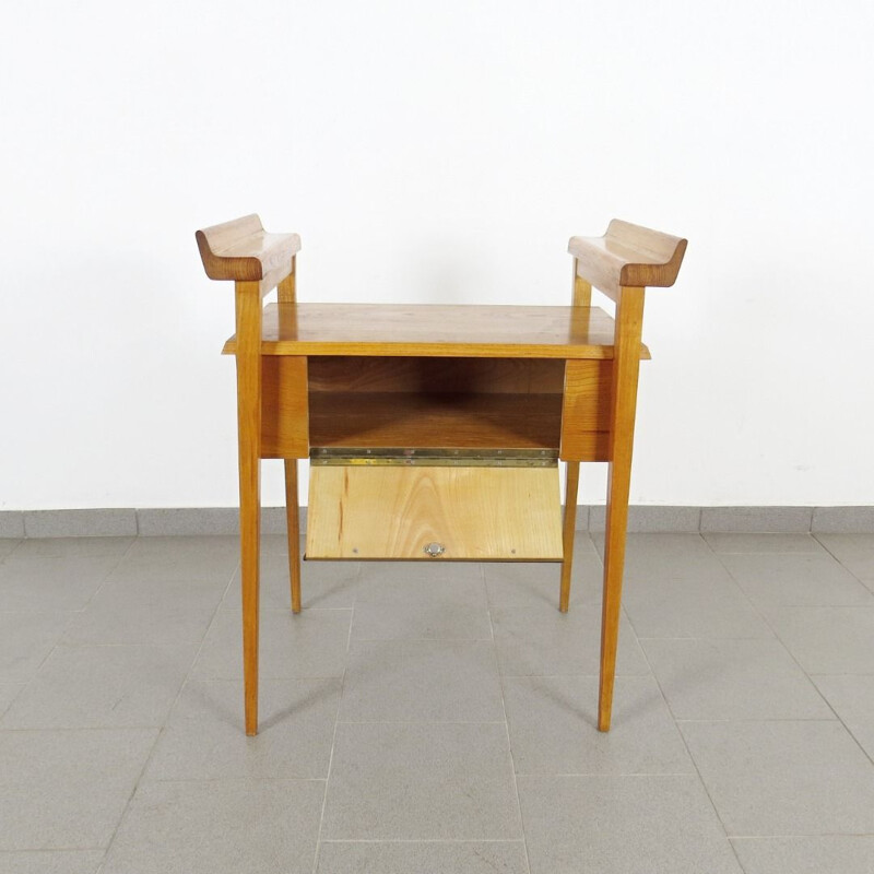 Wooden vintage side table, Czechoslovakia, 1960s