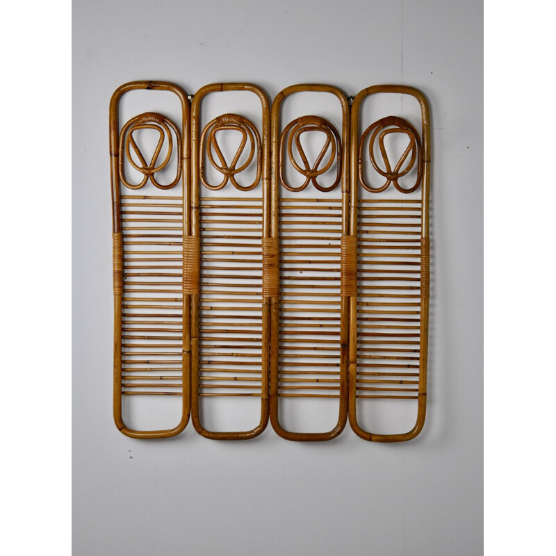 Vintage rattan coat rack, 1960