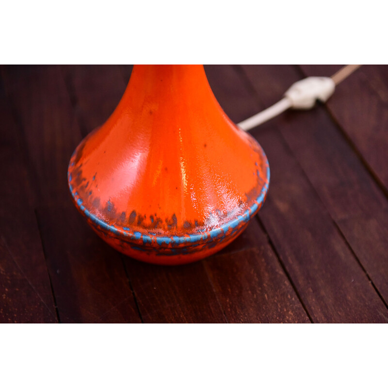 Lampe de table vintage en céramique orange
