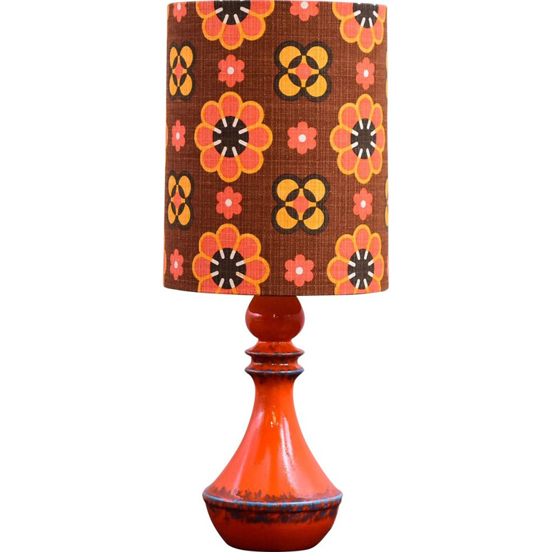 Lampe de table vintage en céramique orange