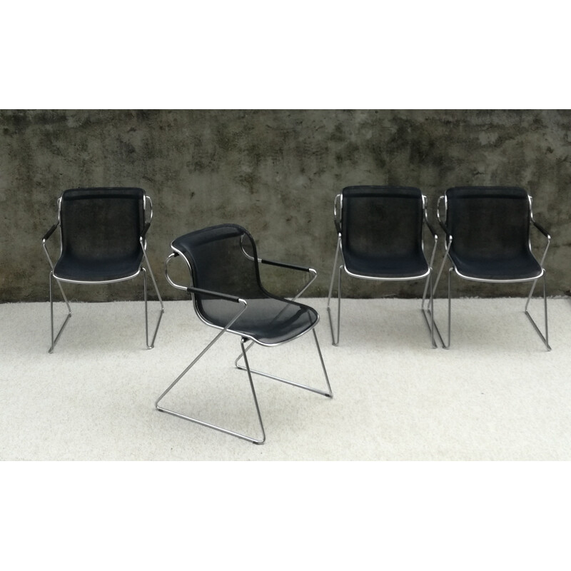Set of 4 vintage Penelope chairs by Charles Pollock 1980