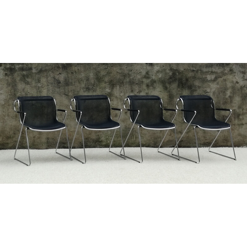 Set of 4 vintage Penelope chairs by Charles Pollock 1980
