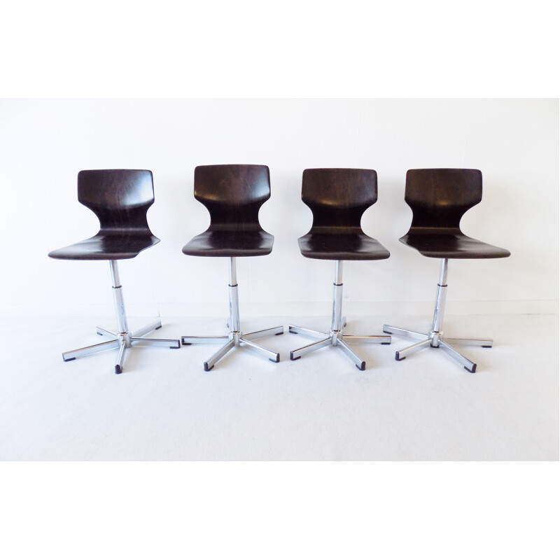 Set of 4 vintage adjustable Flötotto dining chairs by Adam Stegner