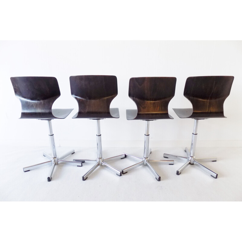 Set of 4 vintage adjustable Flötotto dining chairs by Adam Stegner