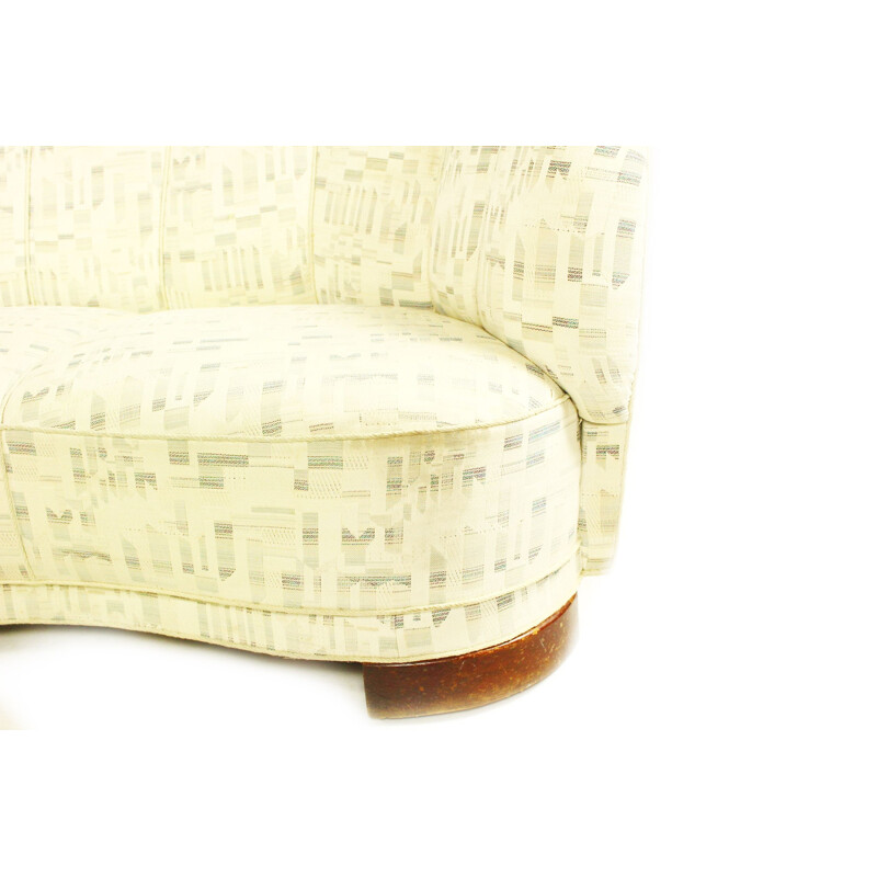 Vintage Danish Banana Curved Sofa 1940s