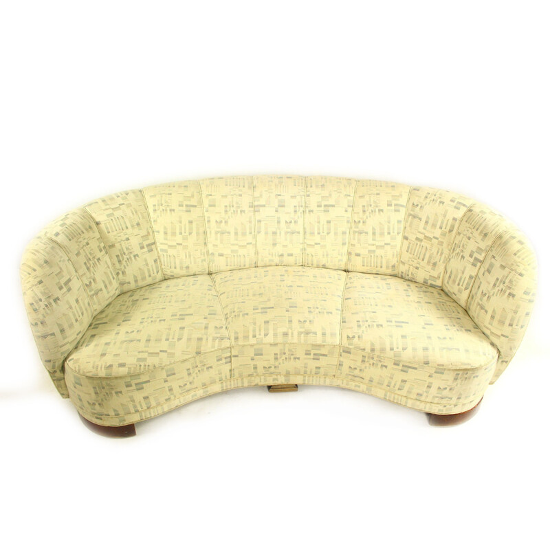 Vintage Danish Banana Curved Sofa 1940s