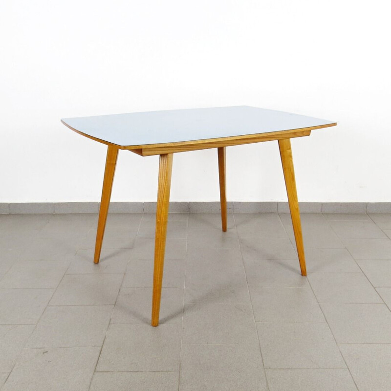 Vintage white dining table, Czechoslovakia, 1960