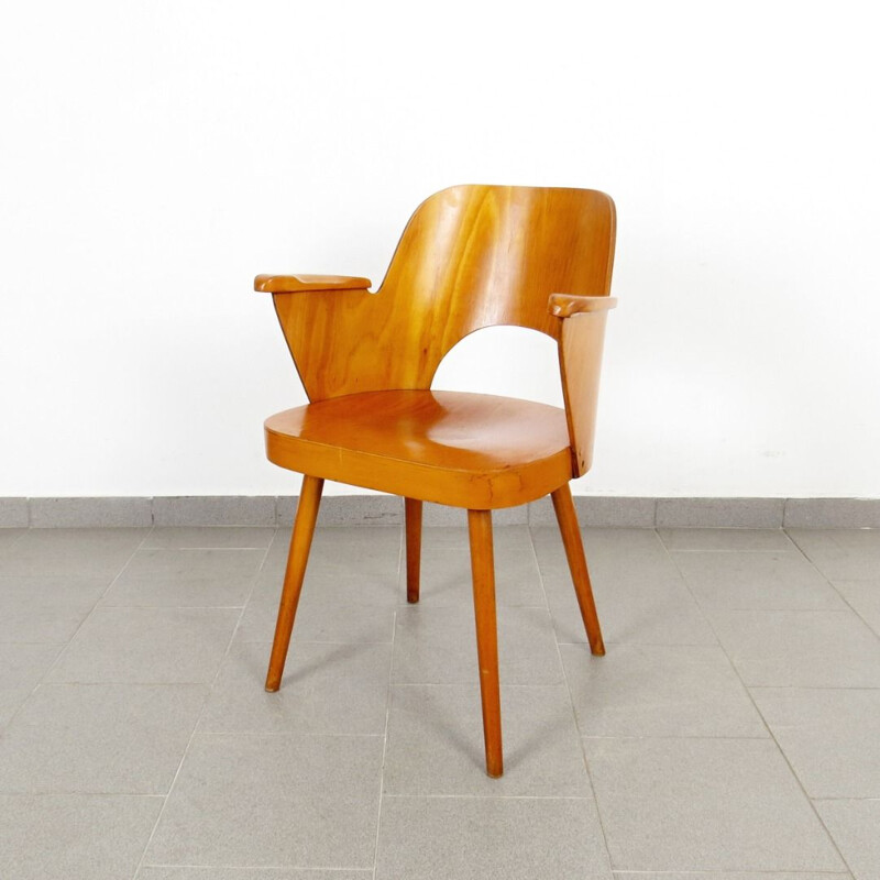 Set of 6 red orange armchairs by Oswald Haerdtl, 1960