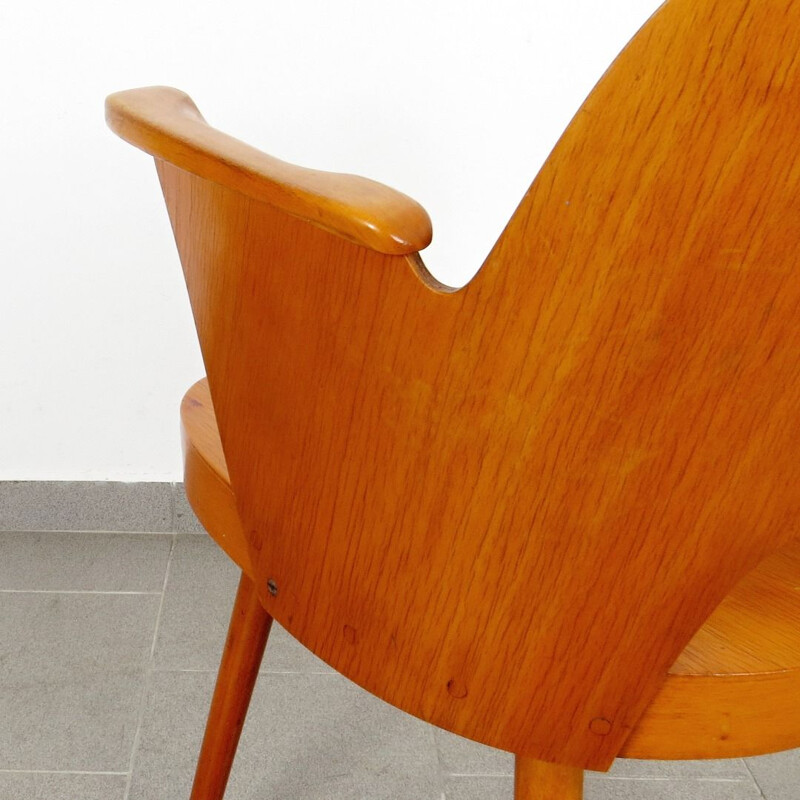 Set of 6 red orange armchairs by Oswald Haerdtl, 1960