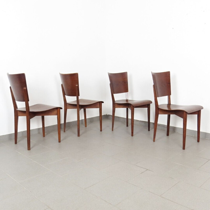 Set of 4 vintage dining chairs by Jindrich Halabala, 1930