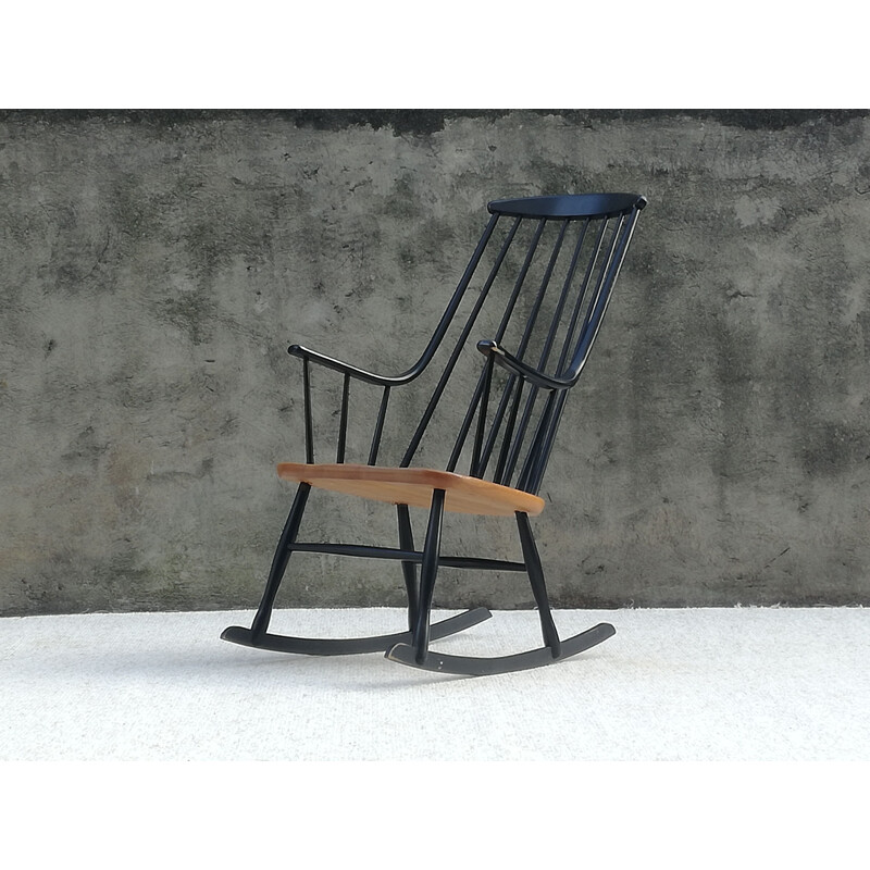 Scandinavian vintage rocking chair model "Grandessa" by Lena Larsson for Nesto, 1960s