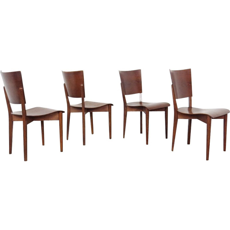 Ensemble de 4 chaises vintage par Jindrich Halabala, 1930