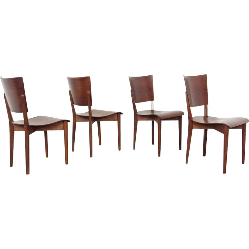 Set of 4 vintage dining chairs by Jindrich Halabala, 1930