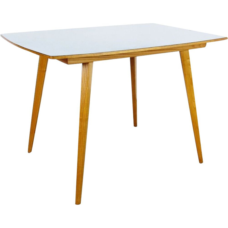 Vintage white dining table, Czechoslovakia, 1960