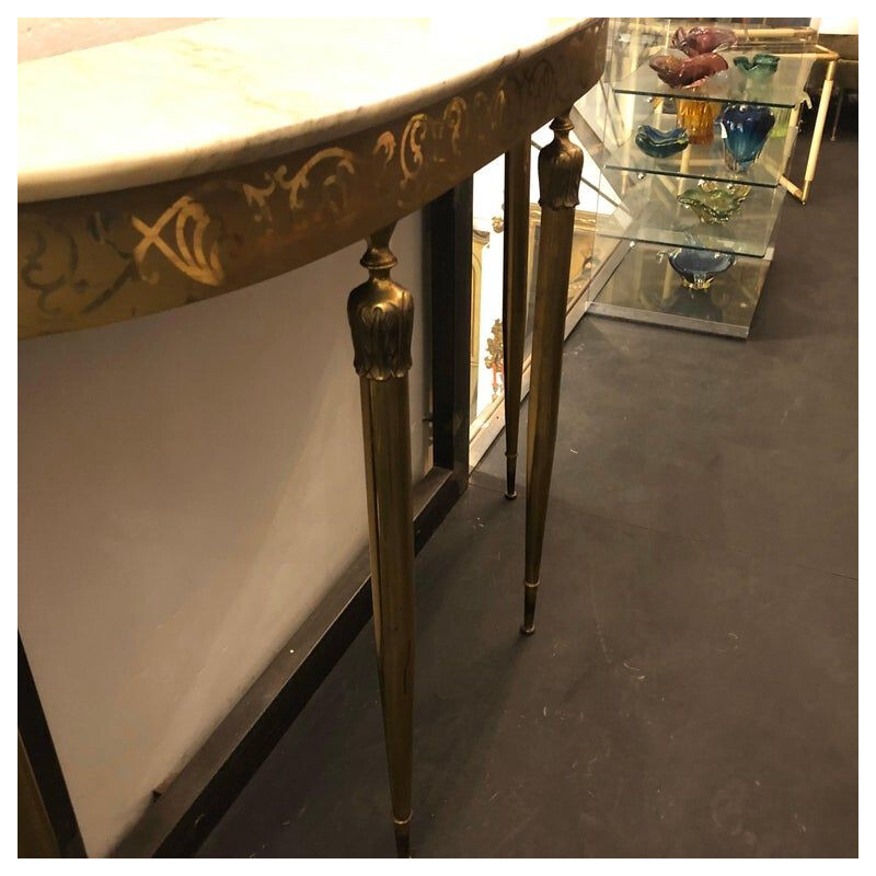 Vintage Modern Brass and Marble Italian Console, circa 1960