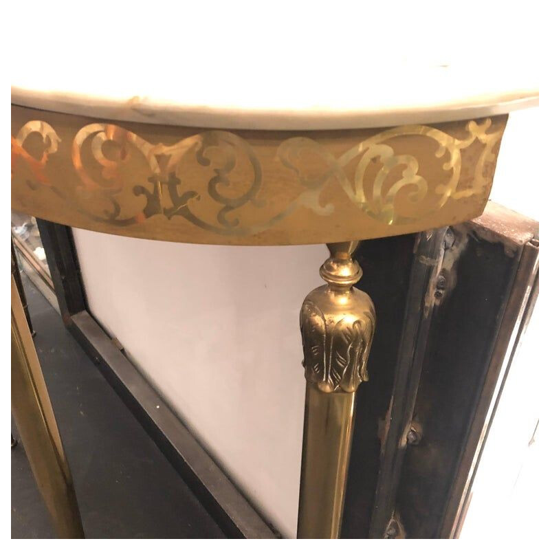 Vintage Modern Brass and Marble Italian Console, circa 1960