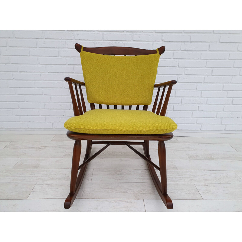 Rocking chair vintage en laine KVADRAT, design danois par Børge Mogensen pour Farstrup 181