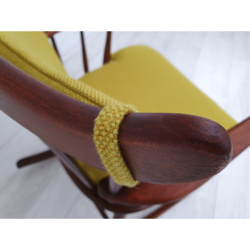 Rocking chair vintage en laine KVADRAT, design danois par Børge Mogensen pour Farstrup 181