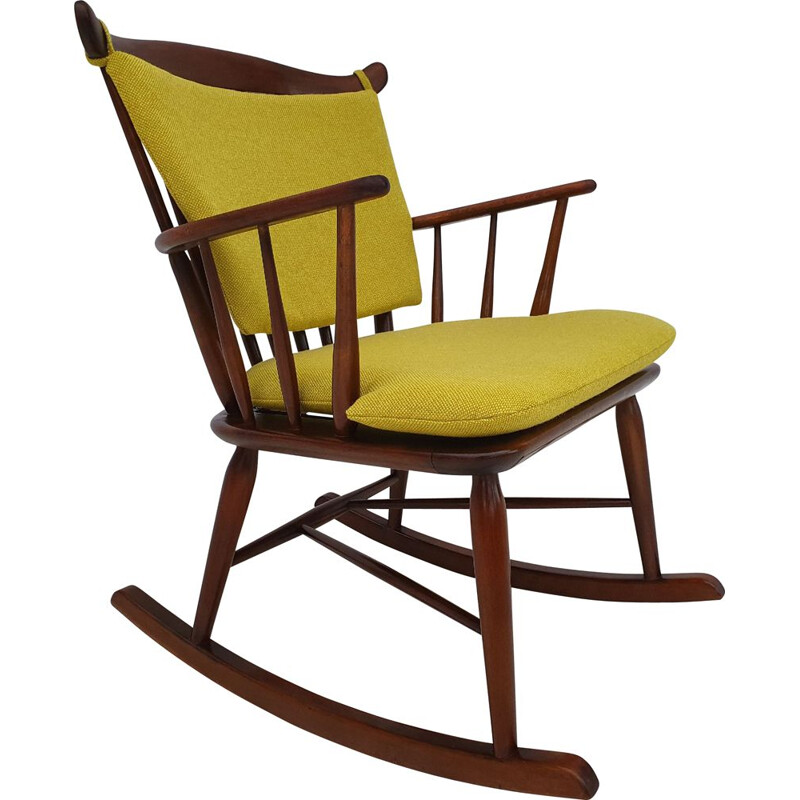 Vintage rocking chair in , KVADRAT wool, Danish design by Børge Mogensen for Farstrup 181