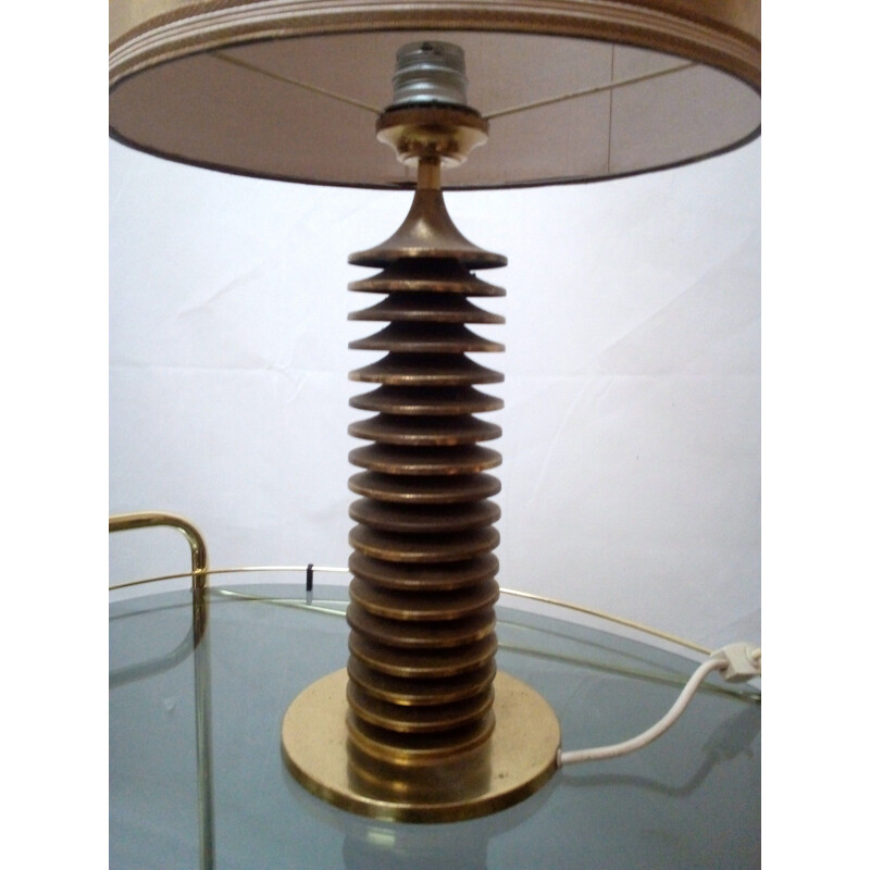 Lámpara de mesa vintage de latón y bronce, 1970