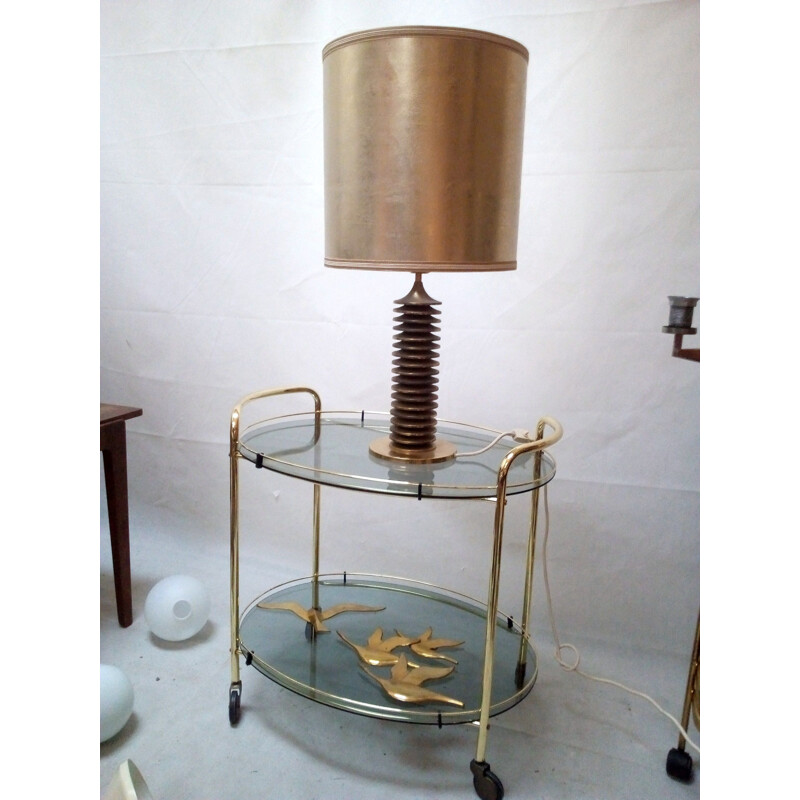 Lámpara de mesa vintage de latón y bronce, 1970