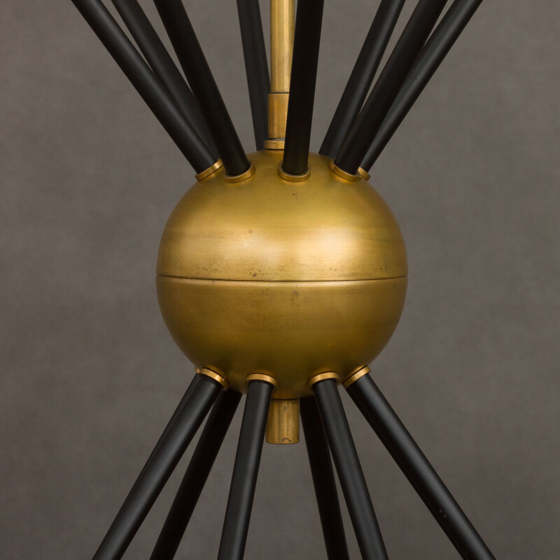 Vintage Sputnik style brass chandelier, Italy