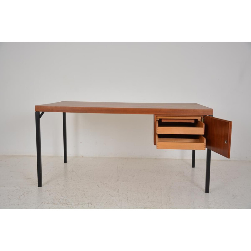 Bureau vintage en bois et métal, 1950-60