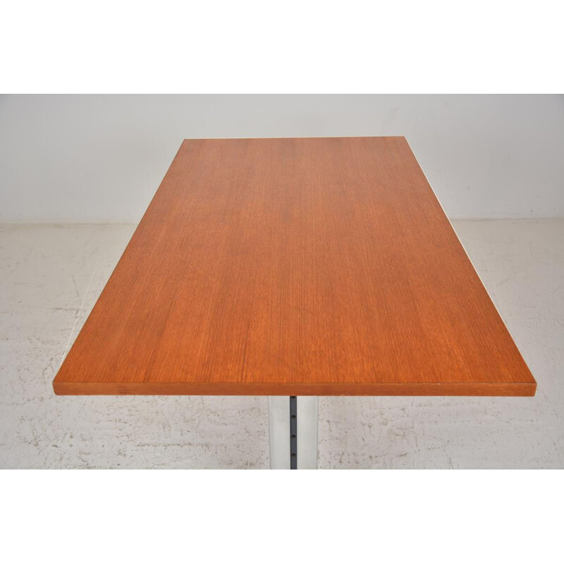 Vintage cast aluminium and teak table, 1960-70s