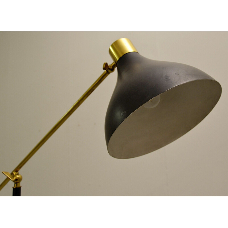 Vintage floor lamp Stilnovo, marble base and brass arm, 1950