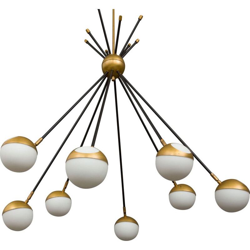 Vintage Sputnik style brass chandelier, Italy