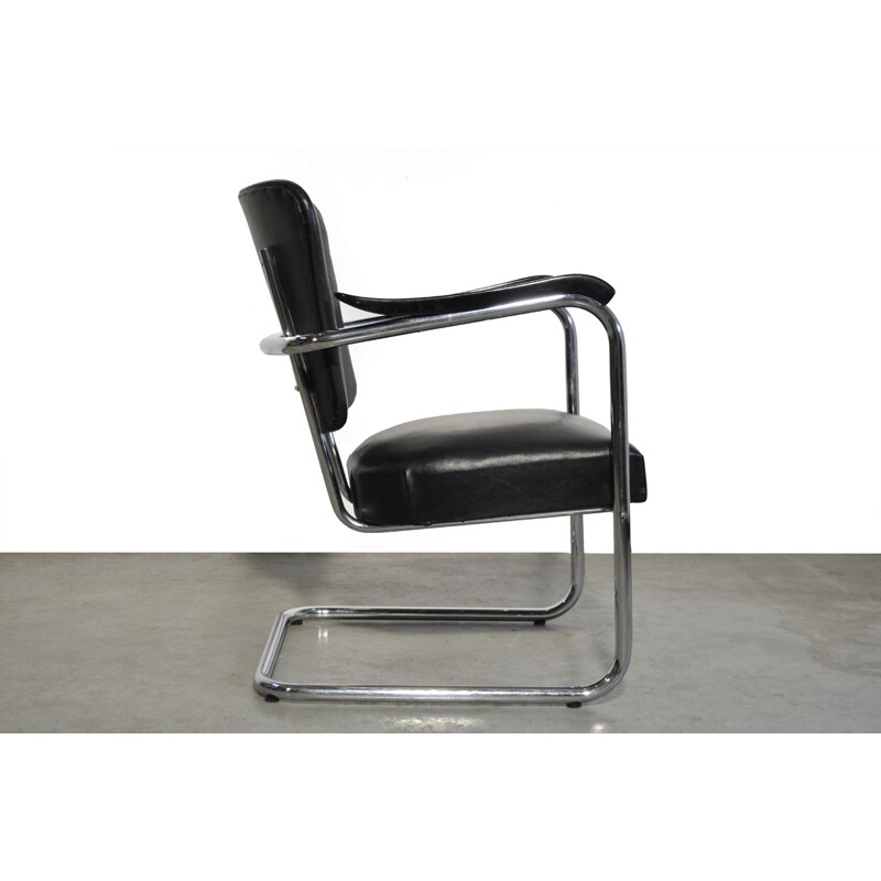 Vintage metal tubular armchair by Fana Metal Rotterdam, 1950 