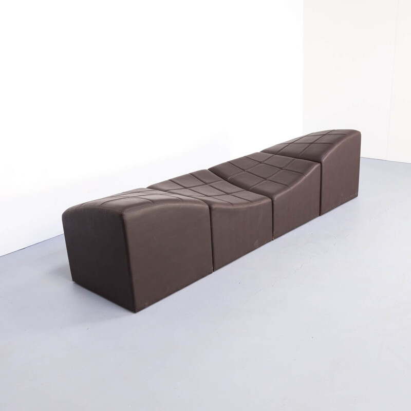 Vintage grey modular four parts sofa or daybed, 1970