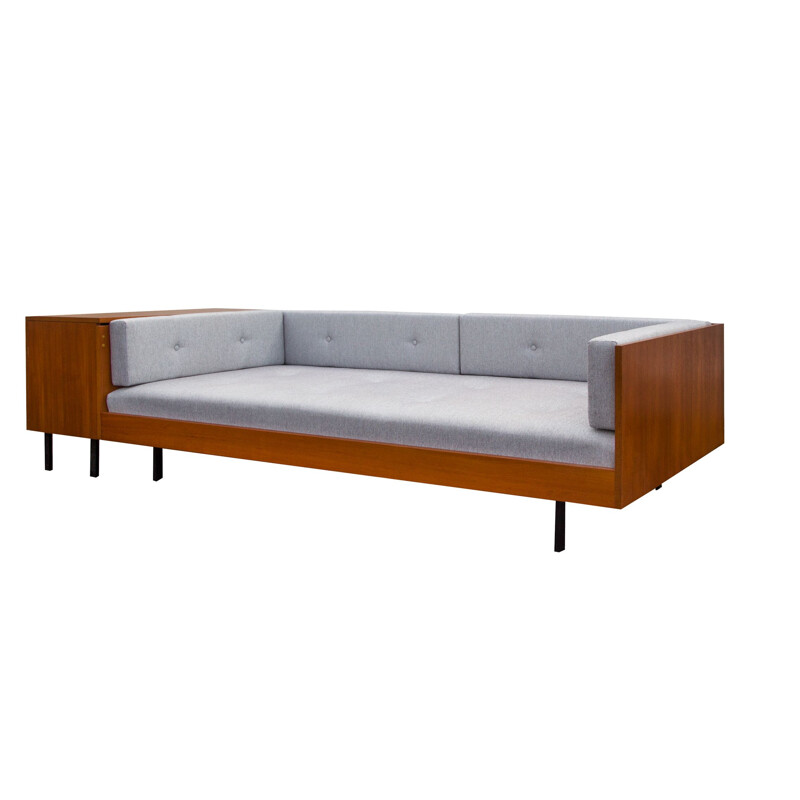 Vintage daybed in teak, metal and fabric, 1960s