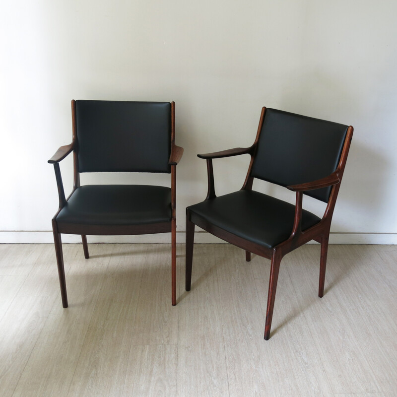 Uldum Mobelfabrik pair of armchairs in rosewood and leatherette, ANDERSEN - 1960s