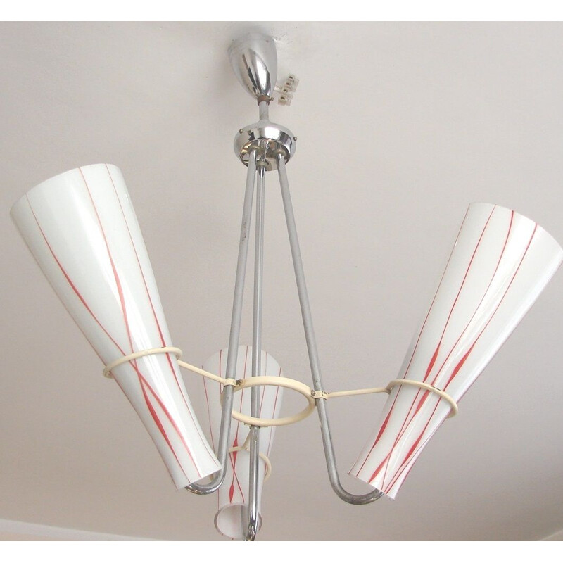 Vintage nickel-plated chandelier by Zukov, 1970